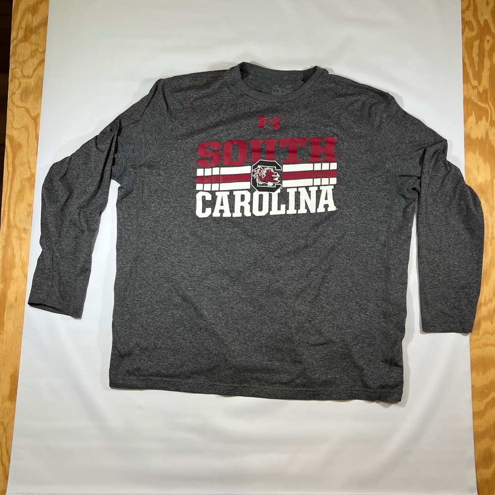 Under Armour South Carolina Gamecocks Shirt Mens 2XL Grey Long Sleeve NCAA SEC